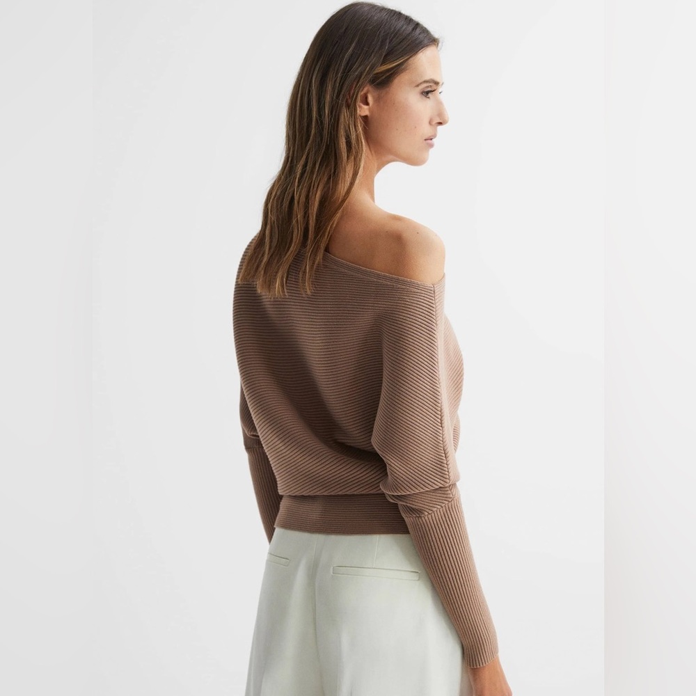 Reiss Lorna Drape Knitted Top - Picture 2 of 5